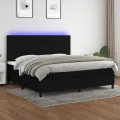 cadre de lit et matelas et LED Noir 200x200 cm Tissu