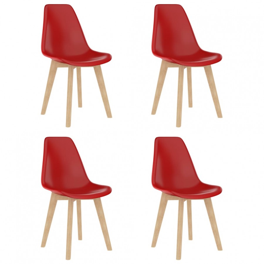 Chaises à manger lot de 4 rouge plastique