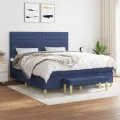 cadre de lit avec matelas Bleu 180x200 cm Tissu