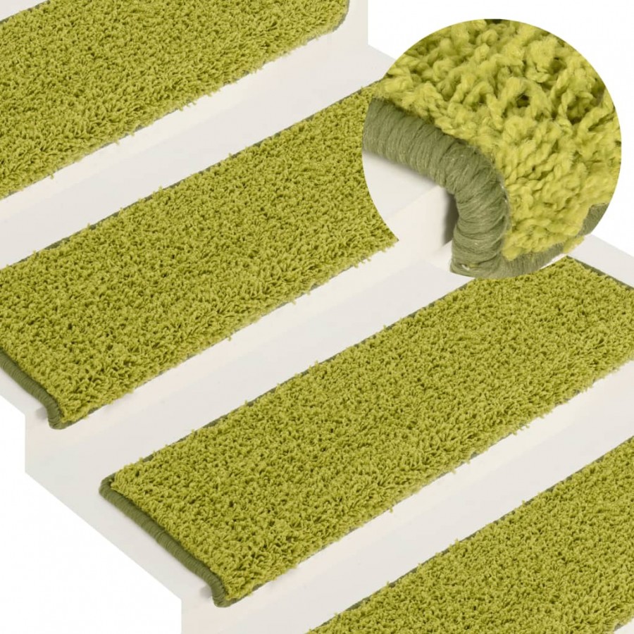 Tapis d'escalier 15 pcs 65x21x4 cm Vert