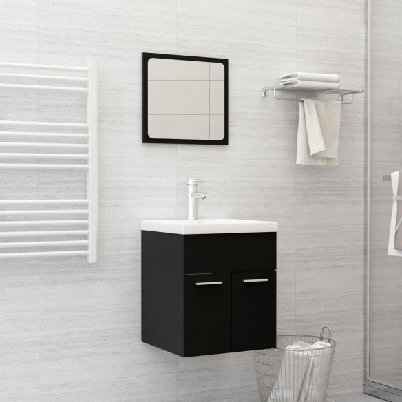 Ensemble de meubles de salle de bain 2 pcs Noir Aggloméré