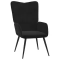 Chaise de relaxation avec tabouret Noir Velours