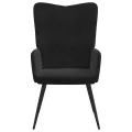 Chaise de relaxation avec tabouret Noir Velours