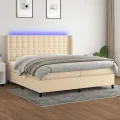 cadre de lit matelas et LED Crème 200x200 cm Tissu