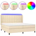 cadre de lit matelas et LED Crème 200x200 cm Tissu