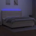 cadre de lit matelas et LED Crème 200x200 cm Tissu