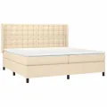 cadre de lit matelas et LED Crème 200x200 cm Tissu
