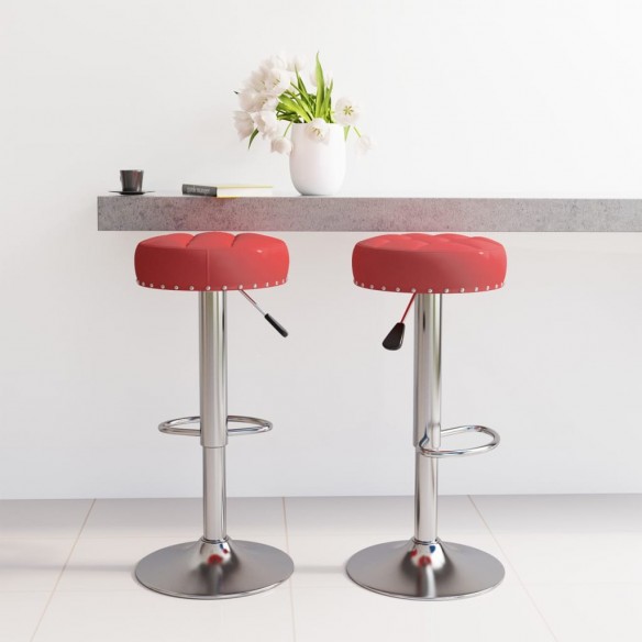 Tabourets de bar lot de 2 rouge bordeaux tissu