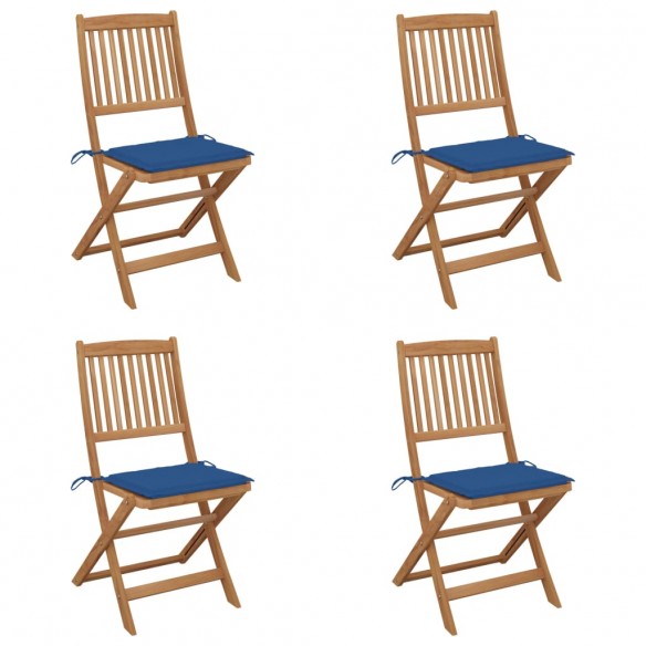 Chaises pliables de jardin lot de 4 avec coussins Bois d'acacia