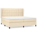 cadre de lit avec matelas Crème 200x200 cm Tissu