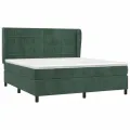 cadre de lit et matelas Vert foncé 160x200cm Velours