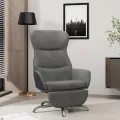 Chaise de relaxation avec repose-pieds Gris foncé Tissu