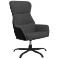 Chaise de relaxation avec repose-pieds Gris foncé Tissu
