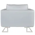 Fauteuil cube avec pieds chromés Blanc Similicuir