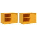 Meubles TV 2 pcs jaune moutarde 67x39x44 cm acier