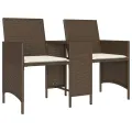 Canapé de jardin 2 places avec table et tabourets marron rotin