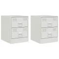 Tables de chevet 2 pcs blanc 34,5x39x44 cm acier