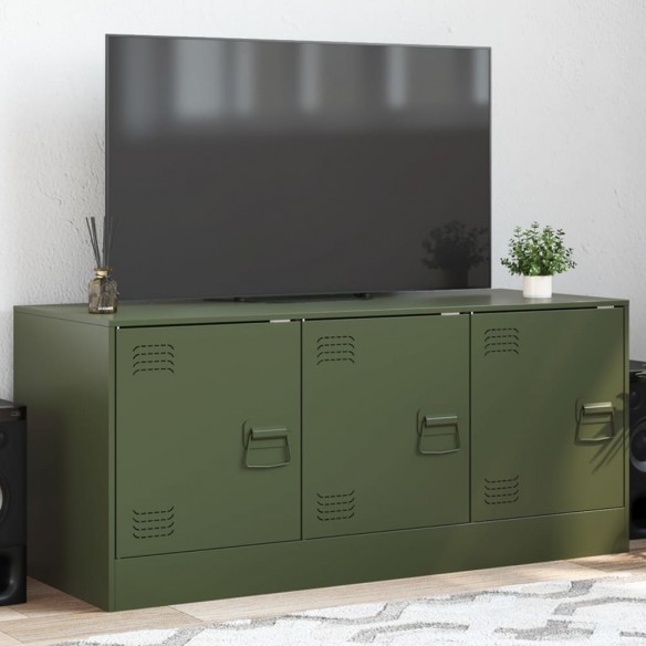 Meuble TV vert olive 99x39x44 cm acier