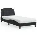 Lit avec matelas noir 100x200 cm similicuir