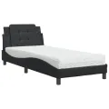 Lit avec matelas noir 100x200 cm similicuir