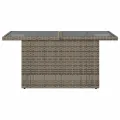 Table de jardin dessus en verre gris 100x55x73cm résine tressée
