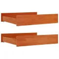 Tiroirs de lit 2 pcs cire marron bois de pin massif