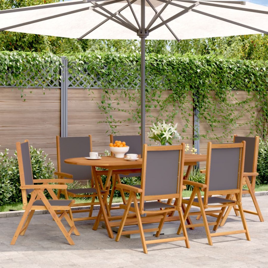 Chaises inclinables de jardin lot de 6 tissu et bois massif