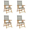 Chaises inclinables de jardin lot de 4 gris rotin bois massif