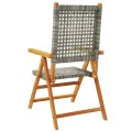 Chaises inclinables de jardin lot de 4 gris rotin bois massif