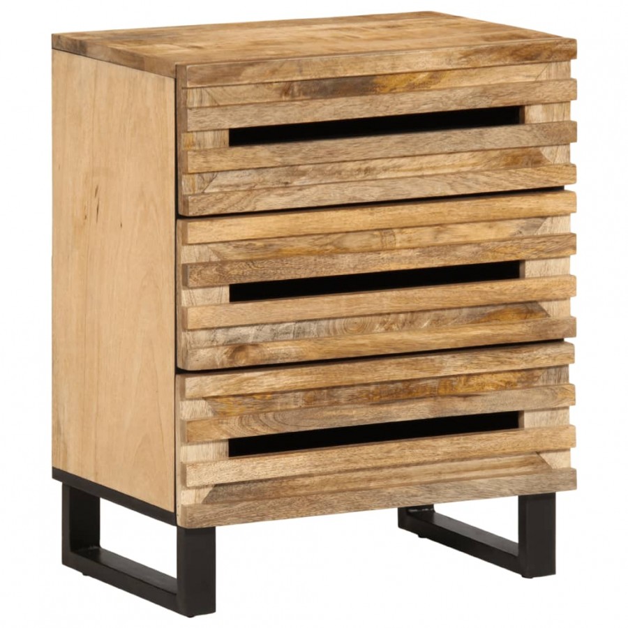 Table de chevet 50x34x62 cm bois de manguier massif brut