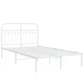 Cadre de lit métal sans matelas et tête de lit blanc 120x190 cm