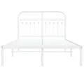 Cadre de lit métal sans matelas et tête de lit blanc 120x190 cm