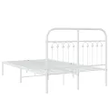 Cadre de lit métal sans matelas et tête de lit blanc 120x190 cm
