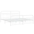 Cadre de lit métal sans matelas et pied de lit blanc 193x203 cm