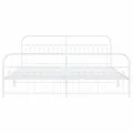 Cadre de lit métal sans matelas et pied de lit blanc 193x203 cm