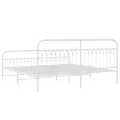 Cadre de lit métal sans matelas et pied de lit blanc 193x203 cm