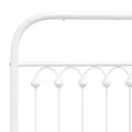 Cadre de lit métal sans matelas et pied de lit blanc 193x203 cm