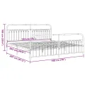 Cadre de lit métal sans matelas et pied de lit blanc 193x203 cm