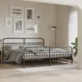 Cadre de lit métal sans matelas avec pied de lit noir 200x200cm