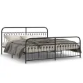 Cadre de lit métal sans matelas avec pied de lit noir 200x200cm