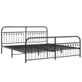 Cadre de lit métal sans matelas avec pied de lit noir 200x200cm