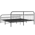 Cadre de lit métal sans matelas avec pied de lit noir 200x200cm