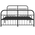 Cadre de lit métal sans matelas avec pied de lit noir 140x200cm