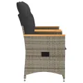 Canapé de jardin inclinable 2 places avec table gris poly rotin