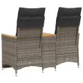 Canapé de jardin inclinable 2 places avec table gris poly rotin