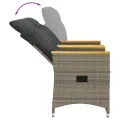 Canapé de jardin inclinable 2 places avec table gris poly rotin