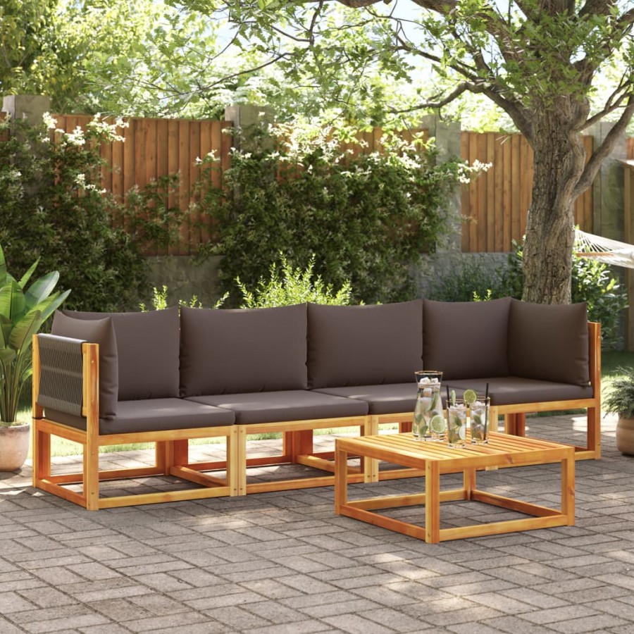 Salon de jardin avec coussins 4 pcs bois d'acacia massif