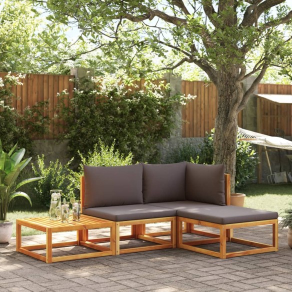 Salon de jardin avec coussins 4 pcs bois d'acacia massif