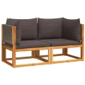 Canapés d'angle de jardin et coussins 2pcs bois massif d'acacia