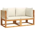 Canapés d'angle de jardin et coussins 2pcs bois massif d'acacia